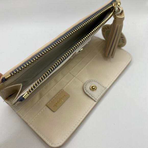 Spartina 449 Tassel Snap Zip Wallet Blue Floral Linen Canvas Embroidered NWT - Picture 6 of 7